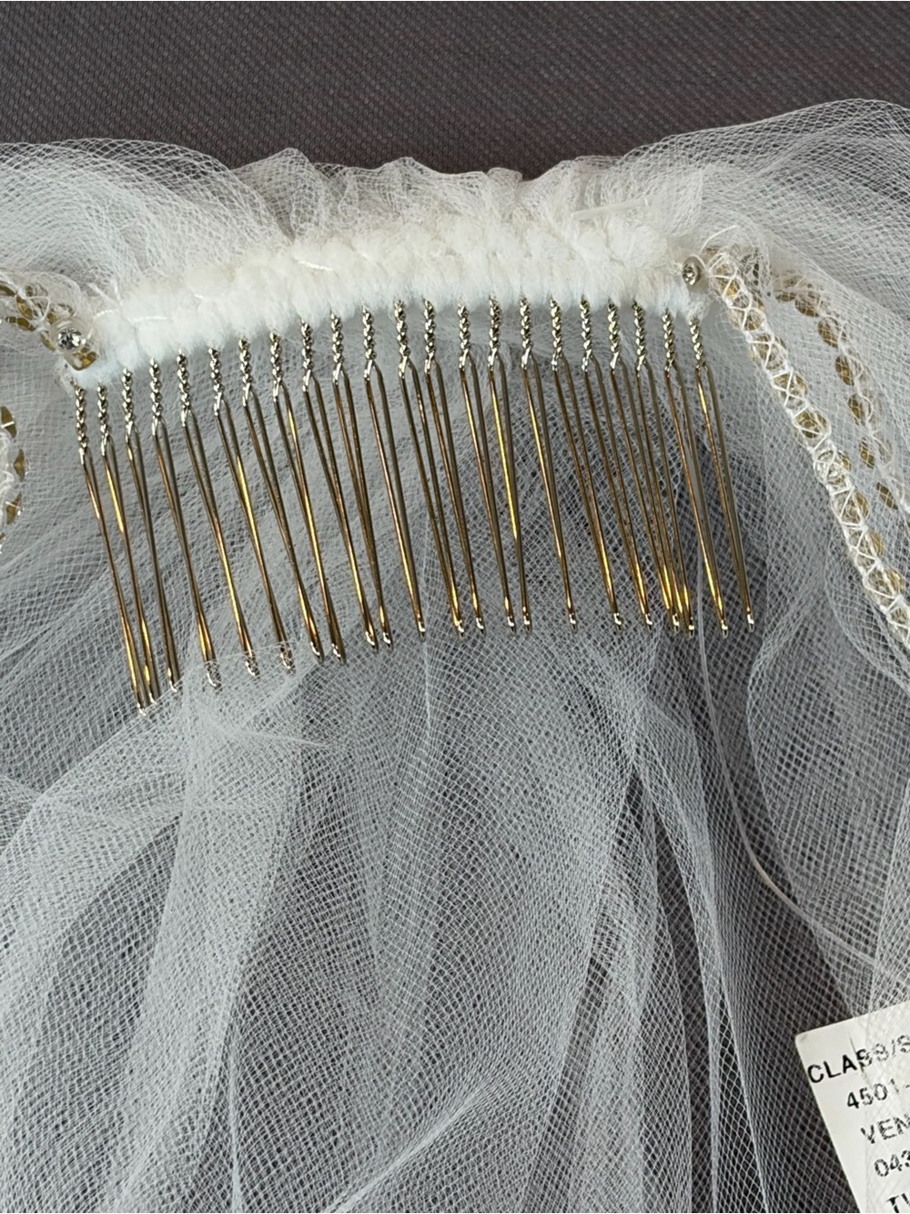 David's Bridal Soft White Two Tier Rhinestone Edge Bridal Veil Comb New USA Made - Picture 7 of 12